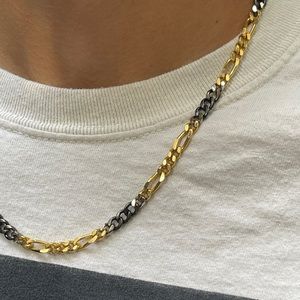 Byrufina handmade men’s gold black link necklace
